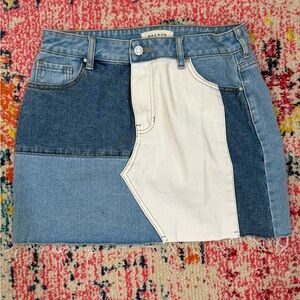 Denim patchwork skirt